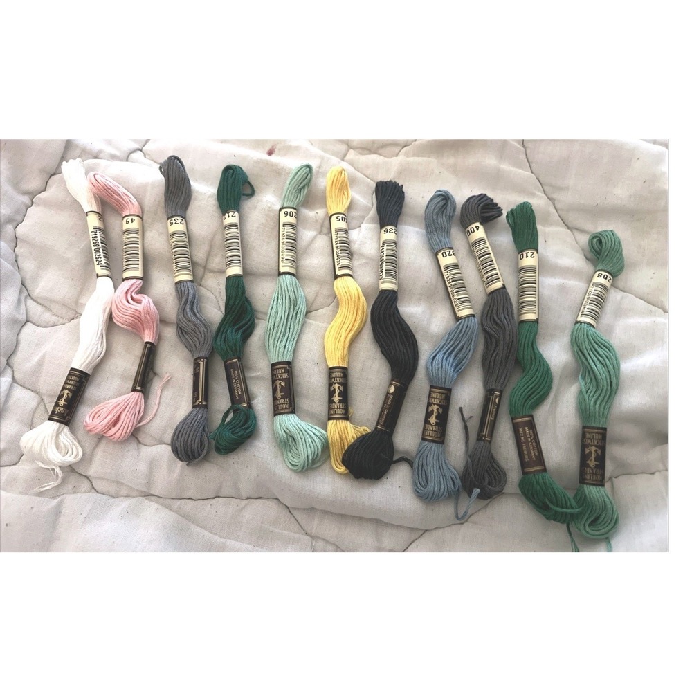 Vintage J&P Coats Embroidery Floss Lot 11 Skeins NOS Assorted Colors